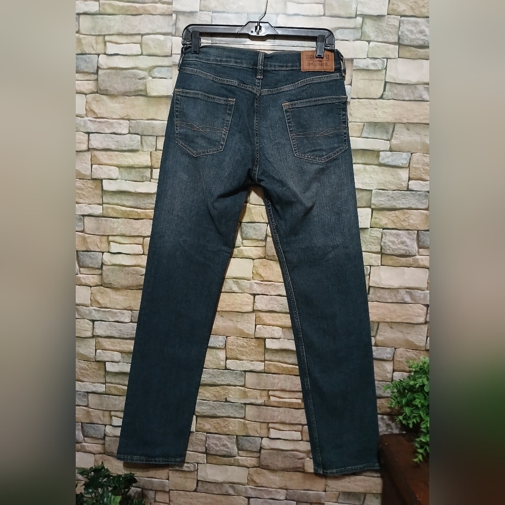 Mens Signature Levis Straight Regular Jeans Dark Blue 28x34 - Picture 2 of 6